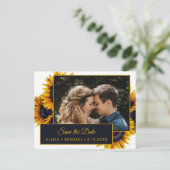 Zomer Zonnebloemen | Foto Bruiloft Save the Date Aankondigingskaart (Staand voorkant)
