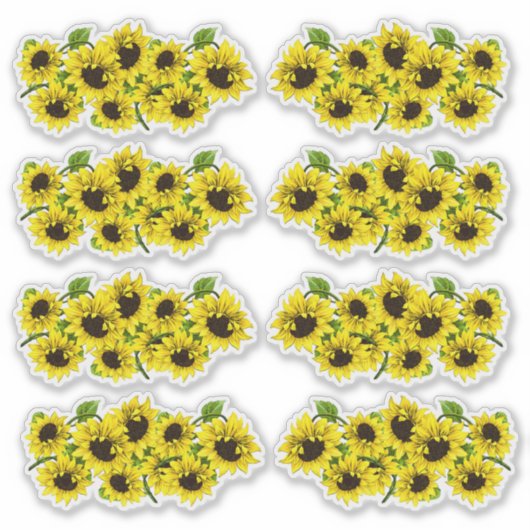  Zomer Zonnebloemen Gevormde Contour Stickers (Voorkant)
