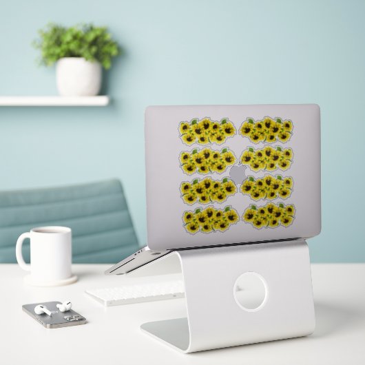  Zomer Zonnebloemen Gevormde Contour Stickers (Laptop op bureau)