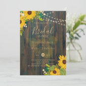 Zomer Zonnebloemen Landelijke Houten BRUIDSSHOWER  Kaart (Staand voorkant)