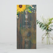 Zomer Zonnebloemen Rustic Wood Wedding Menu (Staand voorkant)
