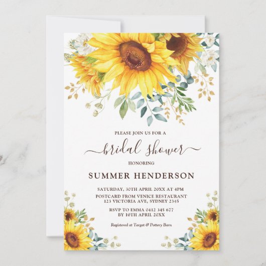 Zomer Zonnebloemen Vrijgezellenfeest Geel Bloemen Kaart (Voorkant)