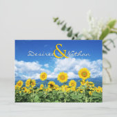 Zomer Zonnebloemen Weddenschap Kaart (Staand voorkant)