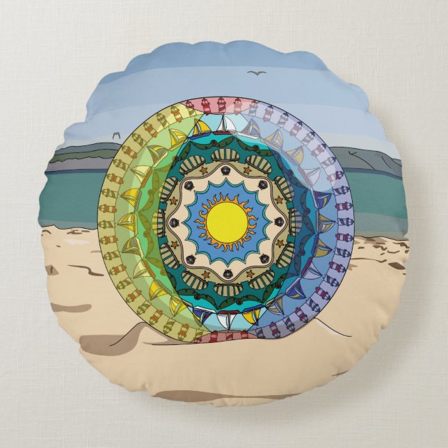Zomer Zonneschijn Rond Kussen (Voorkant)