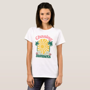 Zomer Zonneschijn Zonsondergang Kust Strand Palmbo T-shirt