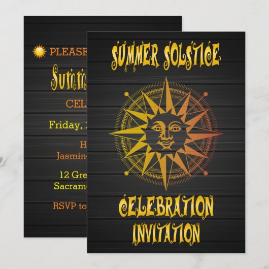 Zomer Zonnewende Geel en Zwart Viering Kaart (Voorkant / Achterkant)