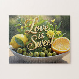 Zomer zonnige Citroenen, olijven, citrusschijfjes Legpuzzel