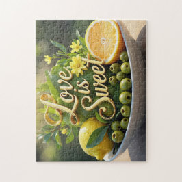 Zomer zonnige Citroenen, olijven, citrusschijfjes Legpuzzel