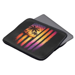 Zomer Zonsondergang Amerikaanse Vintage 4 juli Laptop Sleeve