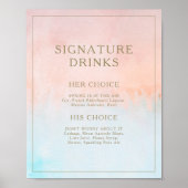 Zomer Zonsondergang Aquarel Handtekening Dranken B Poster (Voorkant)