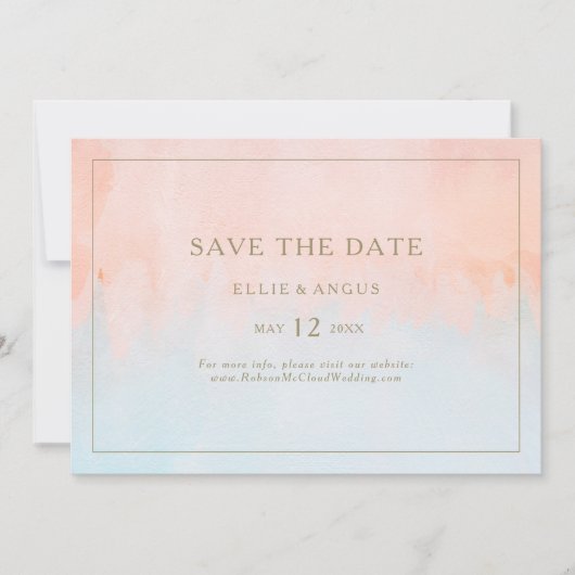 Zomer Zonsondergang Aquarel Horizontaal Save the D Date (Voorkant)