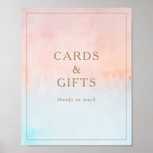 Zomer Zonsondergang Aquarel Kaarten en Cadeaus Bor Poster (Voorkant)