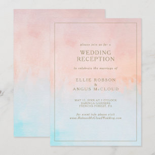 Zomer Zonsondergang Aquarel Trouwreceptie Kaart