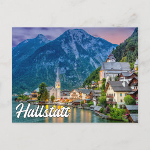 Zomer zonsondergang boven Hallstatt, Oostenrijk Briefkaart