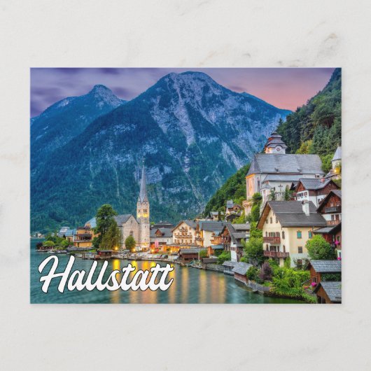 Zomer zonsondergang boven Hallstatt, Oostenrijk Briefkaart (Voorkant)