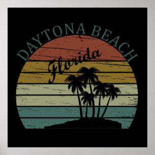 Zomer Zonsondergang Daytona Beach Florida Vintage Poster