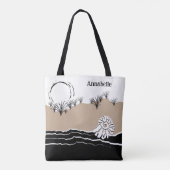 Zomer Zonsondergang Duin Zand Zee Schelp Naam Tote Bag (Achterkant)