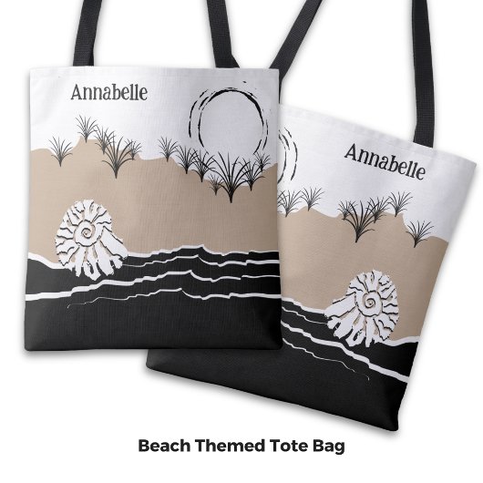 Zomer Zonsondergang Duin Zand Zee Schelp Naam Tote Bag