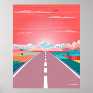 Zomer Zonsondergang Hemel, Wegreis naar Rocky Moun Poster