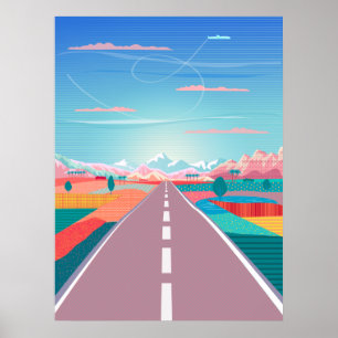 Zomer Zonsondergang Hemel, Wegreis naar Rocky Moun Poster