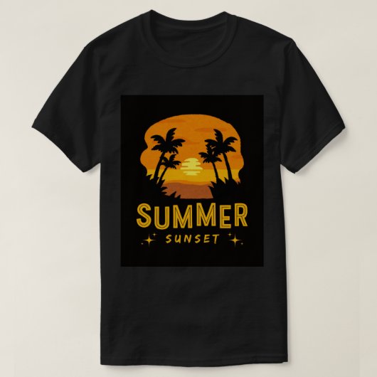 Zomer Zonsondergang illustratie T-shirt (Design voorkant)