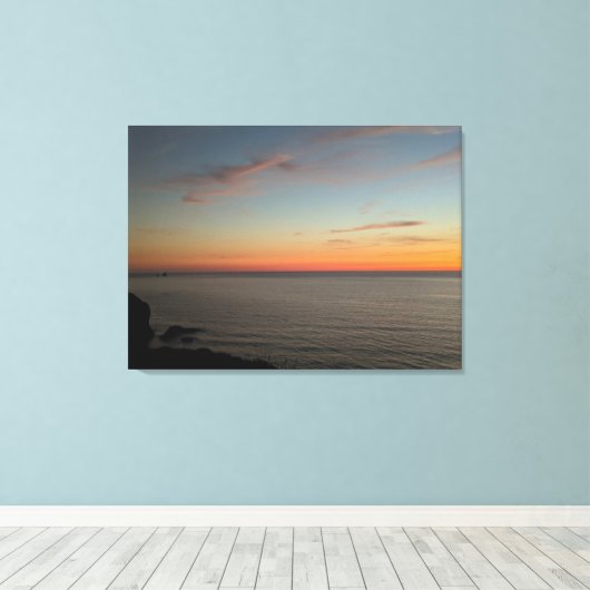 Zomer zonsondergang op Droskyn Point Perranporth Canvas Afdruk (Insitu (Houten vloer))