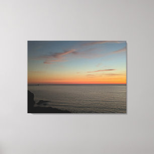 Zomer zonsondergang op Droskyn Point Perranporth Canvas Afdruk