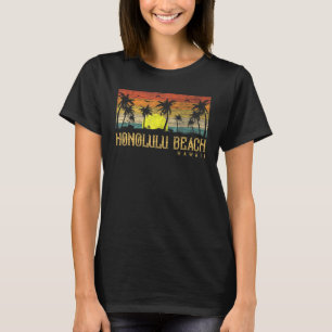 Zomer Zonsondergang Palmboom  Hawaii Honolulu Be T-shirt