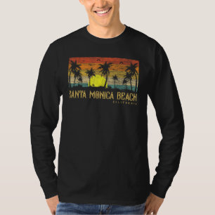 Zomer Zonsondergang Palmboom Vintage Californië Sa T-shirt