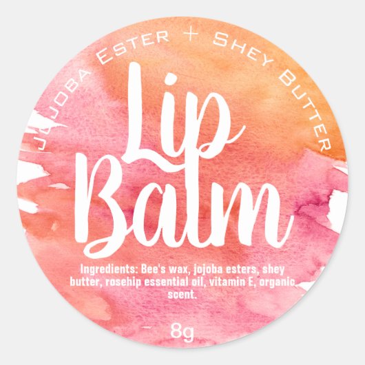 Zomer Zonsondergang Roze Sinaasappel Lip Balm Labe Ronde Sticker (Voorkant)