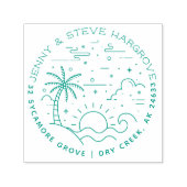 Zomer zonsondergang strand getrouwd paar retour ad  zelfinktende stempel (Design)