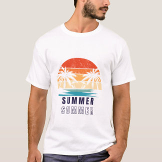 Zomer Zonsondergang T-Shirt – Tropisch Strandvakan