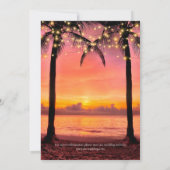 Zomer Zonsondergang Tropisch Strand Bruiloft Kaart (Achterkant)