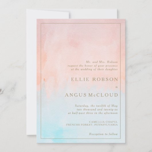 Zomer zonsondergang Waterverf Alles in een bruilof Kaart (Voorkant)