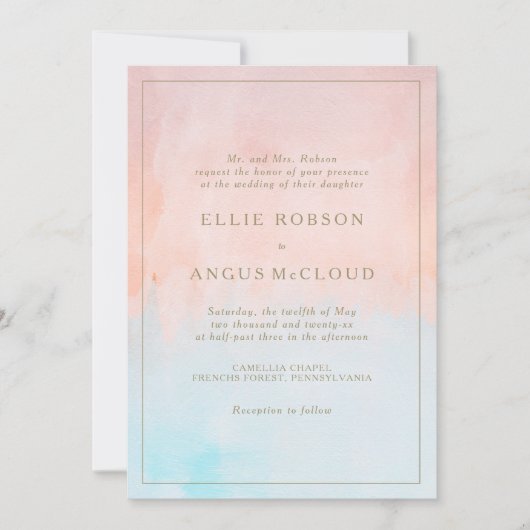 Zomer zonsondergang Waterverf Alles in een bruilof Kaart (Voorkant)