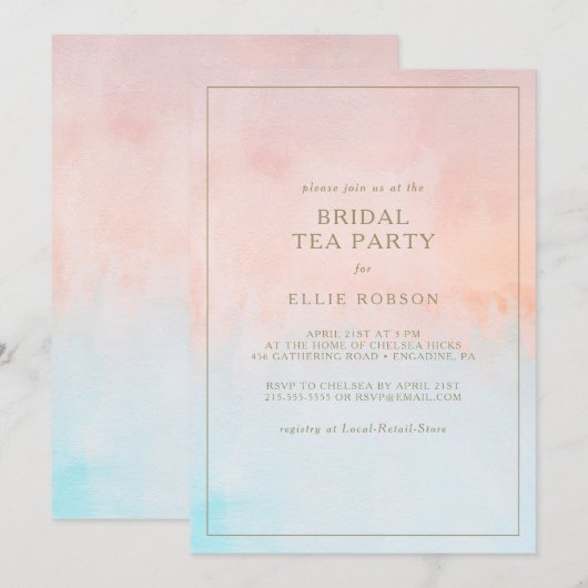 Zomer Zonsondergang Waterverf Bruids Tea Party Kaart (Voorkant / Achterkant)