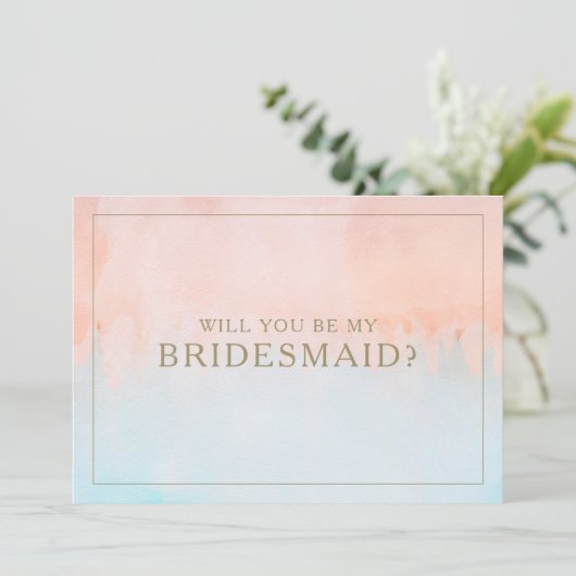 Zomer zonsondergang Waterverf bruidsmeisje voorste Kaart (Staand voorkant)