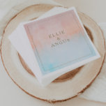 Zomer Zonsondergang Waterverf Bruiloft Servetten<br><div class="desc">Deze zomer zonsondergang waterverf bruiloft servet is ideaal voor uw tropische strand boho bruiloft. Ontworpen met minimalistische,  sinaasappel perzik koraal en stoffige blauwe waterverf,  vergezeld van eenvoudige rustieke zandgoud typografie. Het is zeker om te passen bij uw moderne bohemian kustbestemming bruiloft vibes.</div>