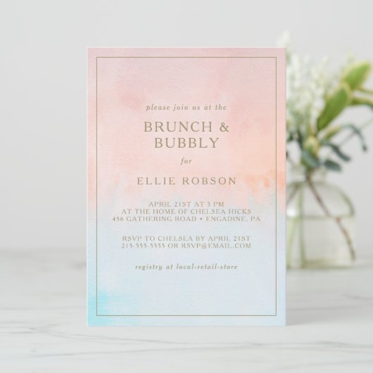 Zomer Zonsondergang Waterverf Brunch en Bubble Sho Kaart (Staand voorkant)