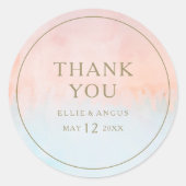 Zomer zonsondergang Waterverf Dank u bruiloft guns Ronde Sticker (Voorkant)