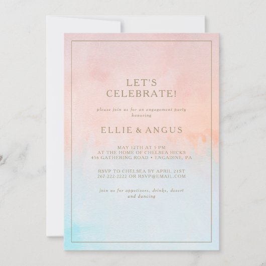 Zomer Zonsondergang Waterverf Laten we vieren Kaart (Voorkant)