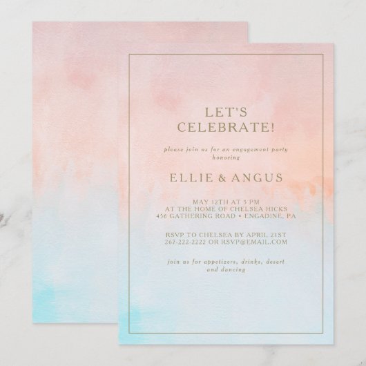 Zomer Zonsondergang Waterverf Laten we vieren Kaart (Voorkant / Achterkant)