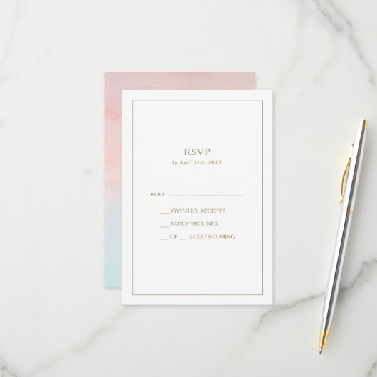 Zomer Zonsondergang Waterverf RSVP-kaart RSVP Kaartje (Voorkant / Achterkant in situ)