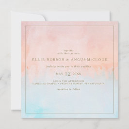 Zomer Zonsondergang Waterverf Vierkante Bruiloft U Kaart