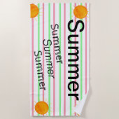 Zomer Zonsondergangen Roze Groen Wit Strepen Strandlaken (Voorkant)