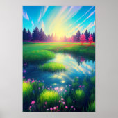 Zomer Zonsopgang in Serene Meadow Poster (Voorkant)
