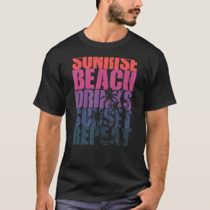 Zomer Zonsopkomst Strand Drinken Zonsondergang Her T-shirt