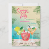 Zomer, Zwembad, Cocktail Verjaardagsfeestje Kaart (Voorkant)