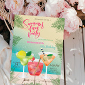 Zomer, Zwembad, Cocktail Verjaardagsfeestje Kaart