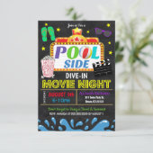 Zomer Zwembad Duik In Film Feest Uitnodiging (Staand voorkant)